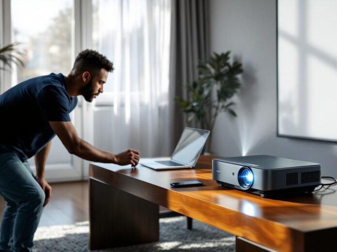 apprenez à configurer facilement votre vidéoprojecteur epson portable grâce à ce guide simple et rapide en quelques étapes.