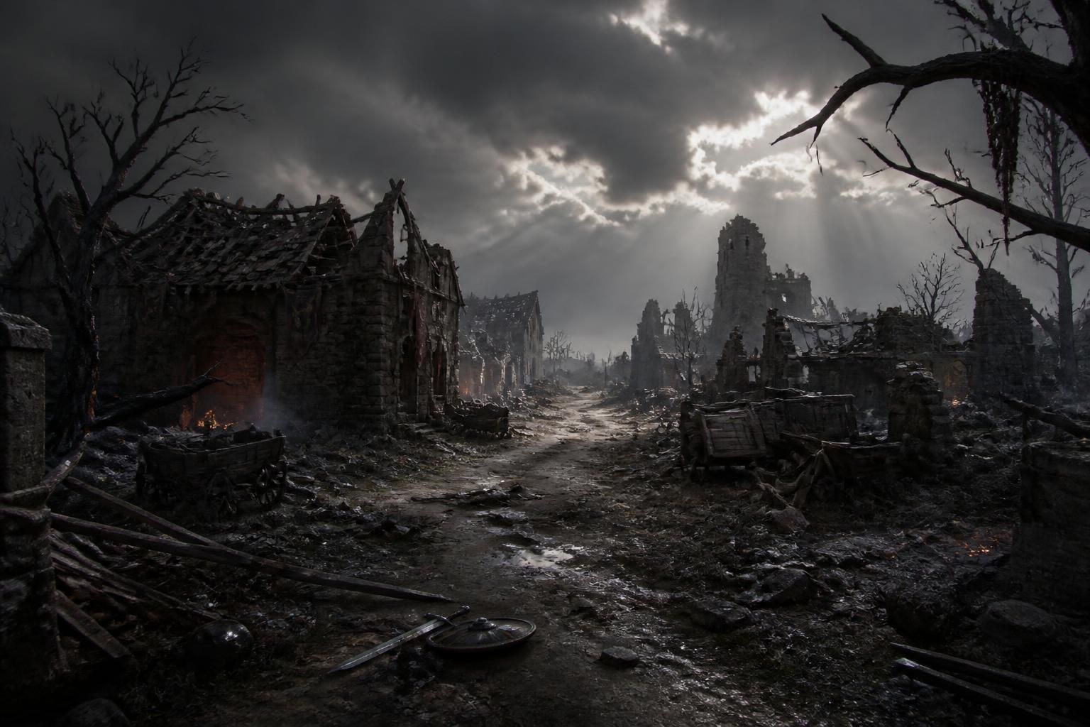 explorez le village dévasté dans baldur's gate 3, un lieu riche en mystères et aventures, parfait pour les joueurs en quête de défis et d'histoires captivantes.