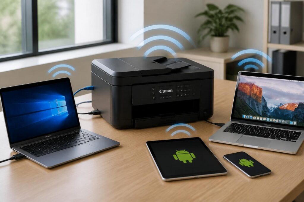 apprenez à connecter facilement votre imprimante canon à divers systèmes d'exploitation grâce à notre guide pratique et détaillé.