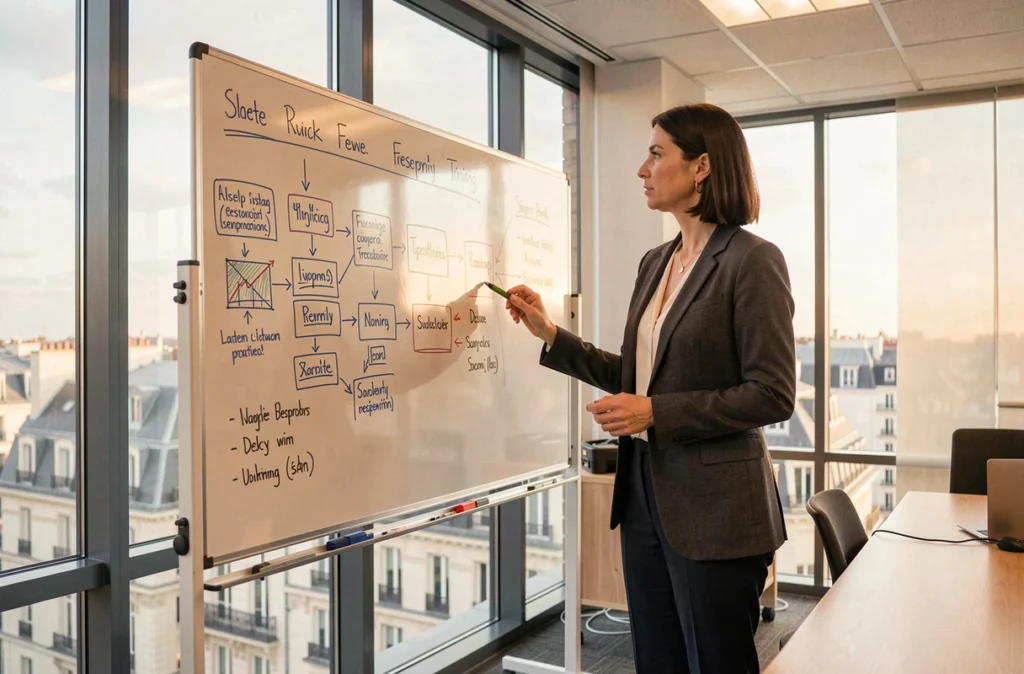 Consultante Formind animant une session de formation en gestion des risques cybersécurité